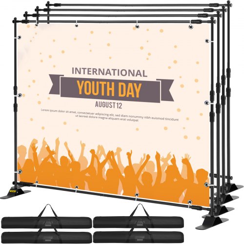 4pcs 8' Banner Stand Advertising Printed Set 54" To 96" Display Trade Potable