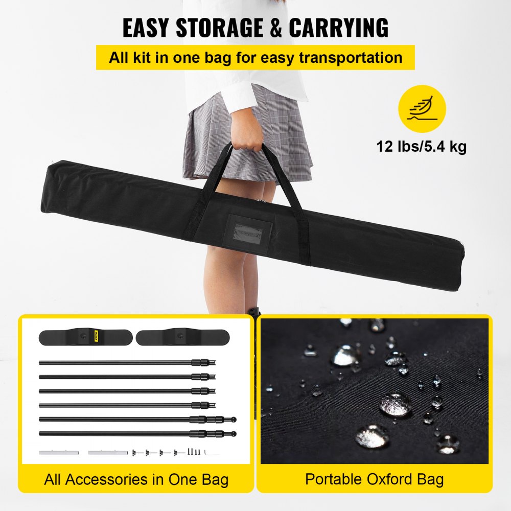 VEVOR 2.44m Display Backdrop Banner Stand Adjustable Telescopic Lightweight Trade Show Wall Exhibitor x 4 PACK