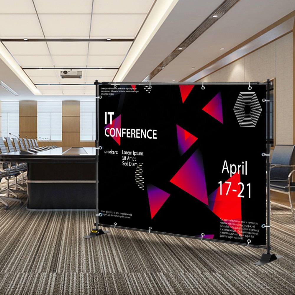 VEVOR 2.44m Display Backdrop Banner Stand Adjustable Telescopic Lightweight Trade Show Wall Exhibitor x 4 PACK
