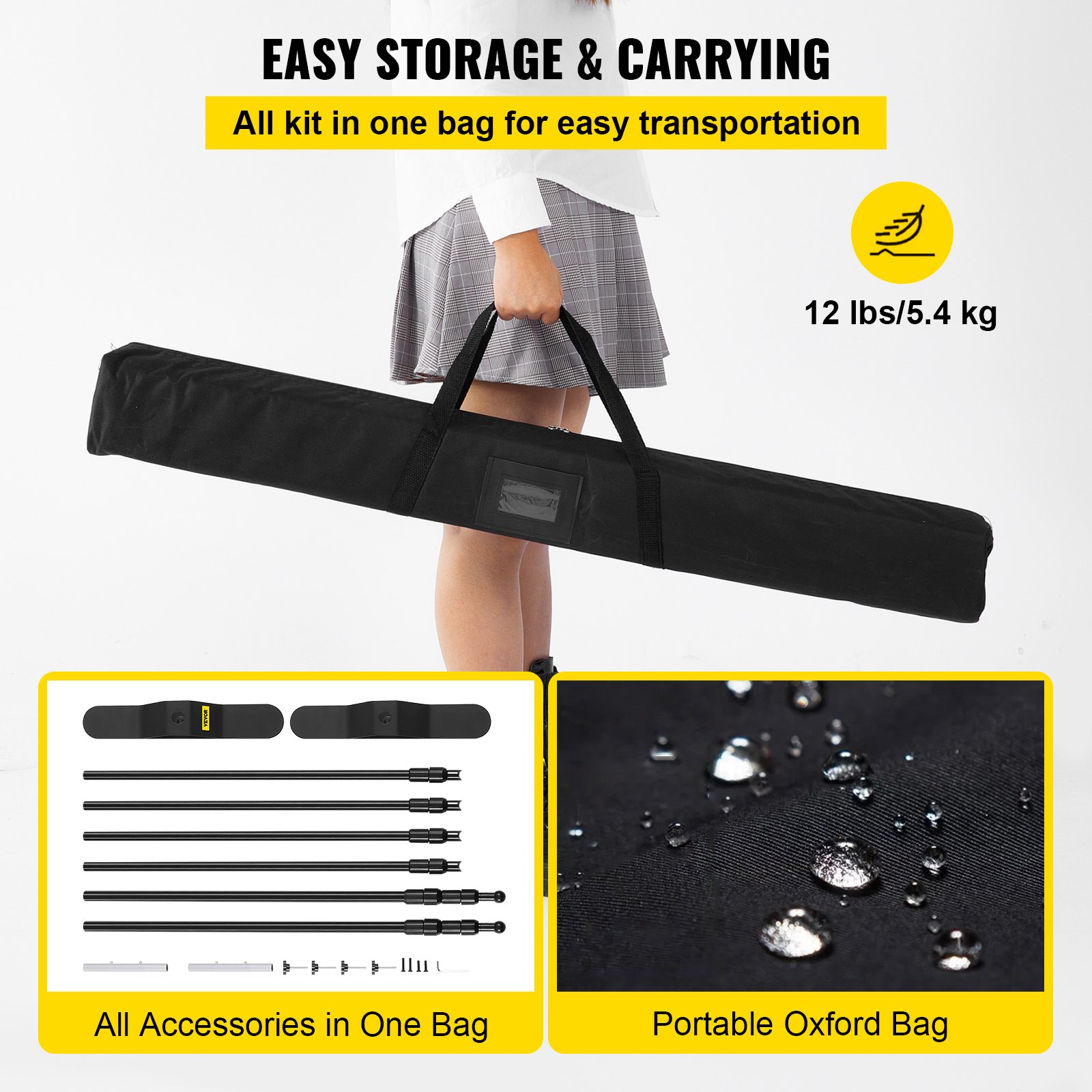 VEVOR 2.44m Display Backdrop Banner Stand Adjustable Telescopic Lightweight Trade Show Wall Exhibitor x 4 PACK