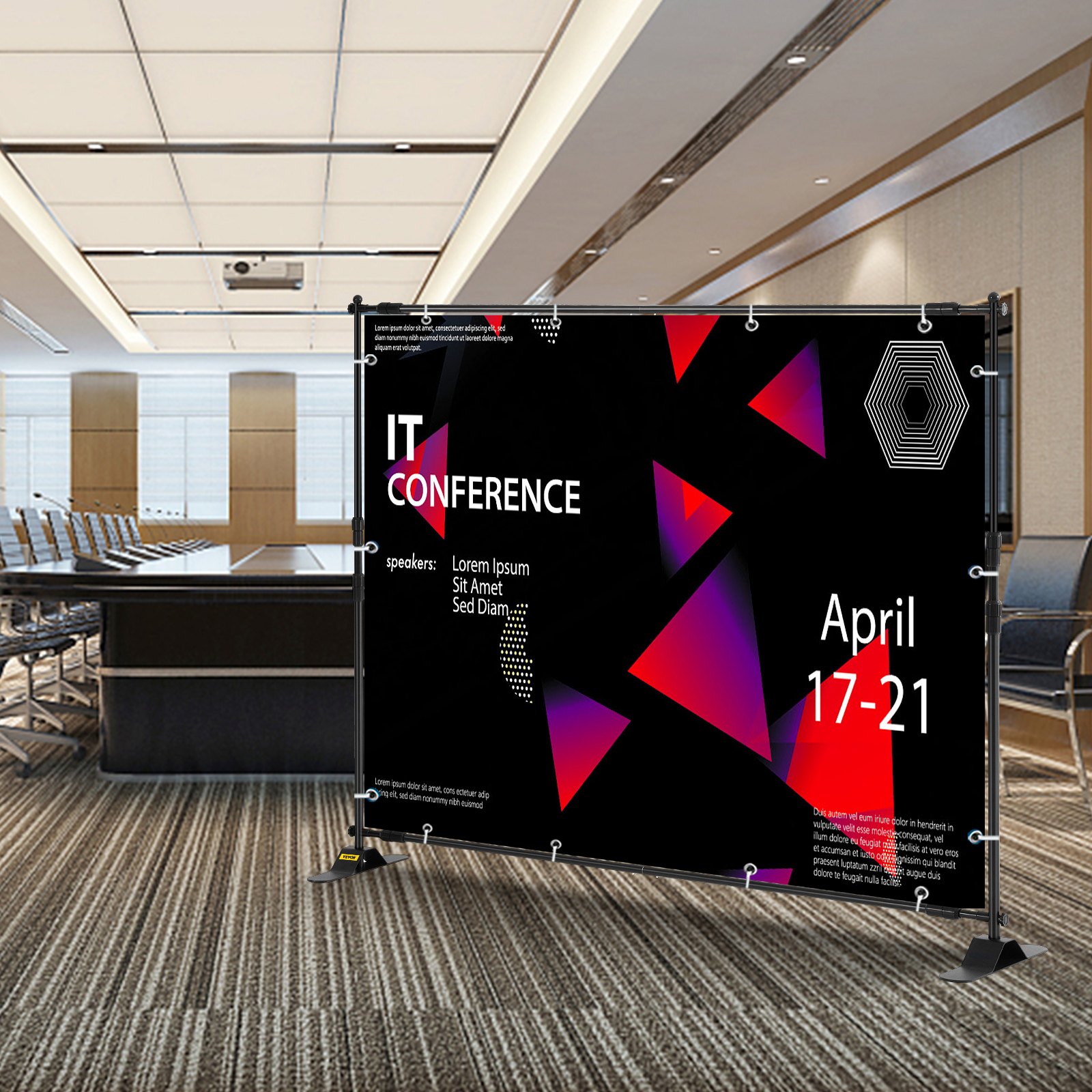 VEVOR 2.44m Display Backdrop Banner Stand Adjustable Telescopic Lightweight Trade Show Wall Exhibitor x 4 PACK