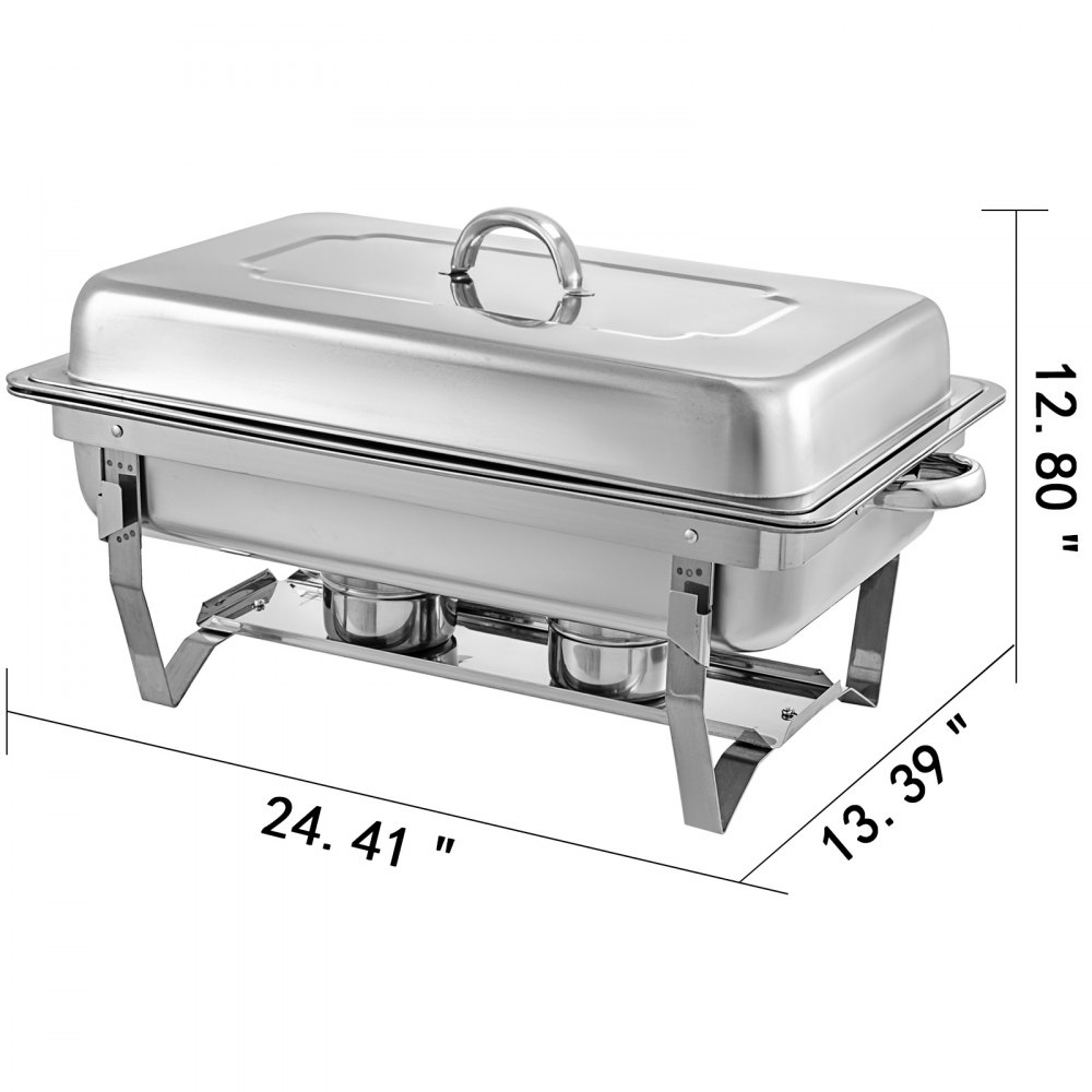 4 Pack 9 Quart Stainless Steel  Folding Chafer Rectangular Chafing Dish Sets