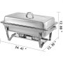 VEVOR 4 Packs Chafing Dishes Set 8 Quart Stainless Steel Chafer Dishes Full Size Rectangular Chafers for Catering Buffet Warmer Set with Folding Frame