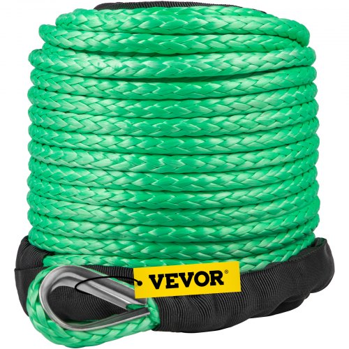92' 1/2'' Synthetic Winch Rope 22000 LBS w/ Red Hook + 10 Red