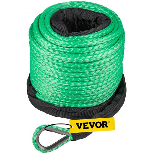 VEVOR Green Synthetic Winch Line 5/16 Inch X100FT Synthetic Winch Rope 12000 LBS Tow Rope for Car with Sheath (100ft)