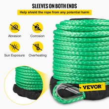 VEVOR Cable de cabrestante sintético verde, cuerda de cabrestante sintética de 5/16 pulgadas x 100 pies, cuerda de remolque de 12000 libras para automóvil con funda (100 pies)