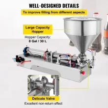 VEVOR Máquina llenadora neumática de pasta líquida de 50-500 ml de volumen, máquina llenadora de crema horizontal con tolva de 30 l, máquina llenadora de líquido neumática para crema de aceite de agua, etc.