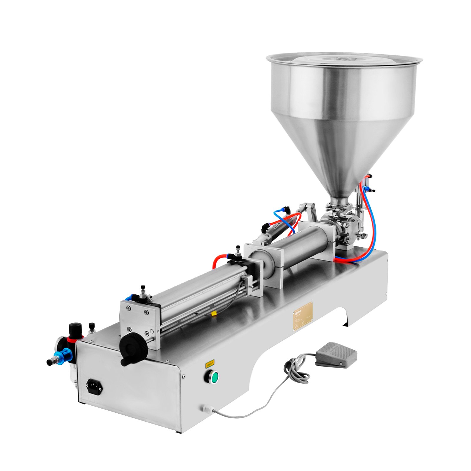 VEVOR Pneumatic Liquid Paste Filling Machine 50-500ML Volume, Horizontal Cream Filling Machine with 30L Hopper, Pneumatic liquid Filling Machine for Water Oil Cream etc