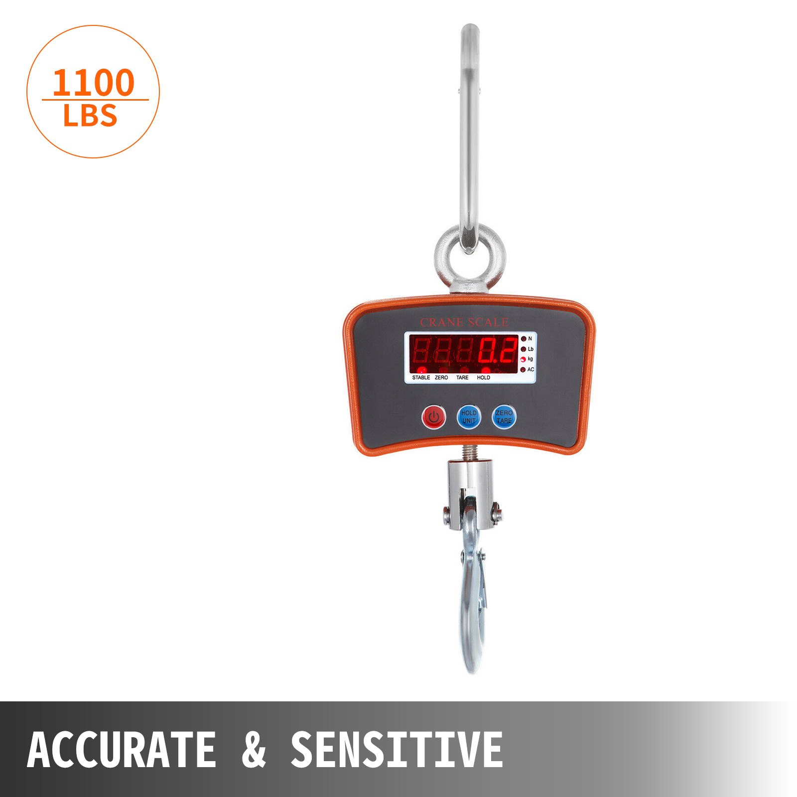 500KG 1100lb-0.5T Hanging Scale Crane Scale Aluminum Digital Heavy Duty LED W/rc