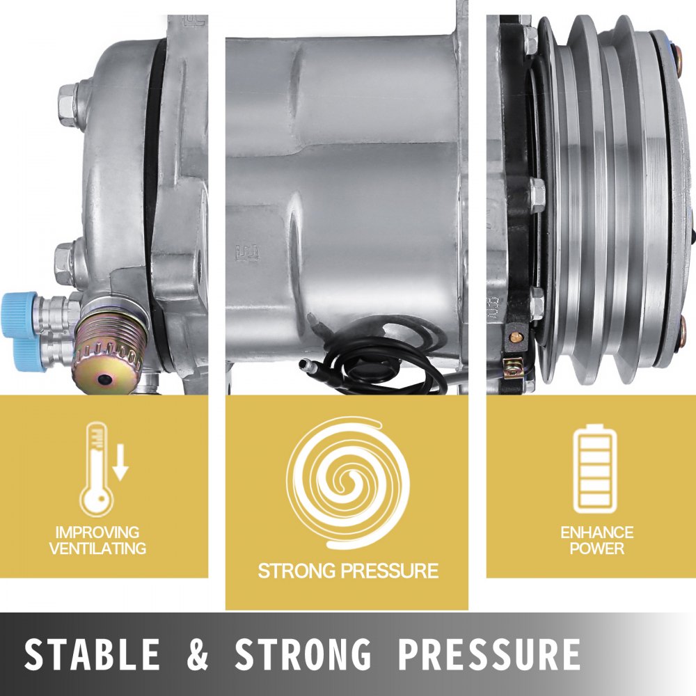 Vevor AIR CONDITION COMPRESSORS SANDEN 508 STYLE NATURAL FINISH V BELT FLARE FITTINGS