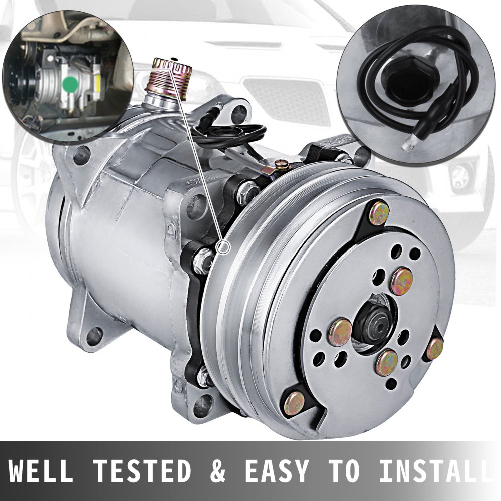 Vevor AIR CONDITION COMPRESSORS SANDEN 508 STYLE NATURAL FINISH V BELT FLARE FITTINGS