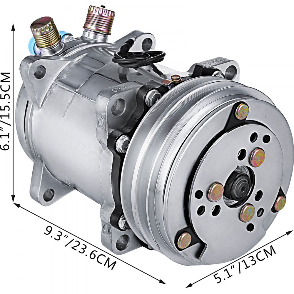 Vevor AIR CONDITION COMPRESSORS SANDEN 508 STYLE NATURAL FINISH V BELT FLARE FITTINGS