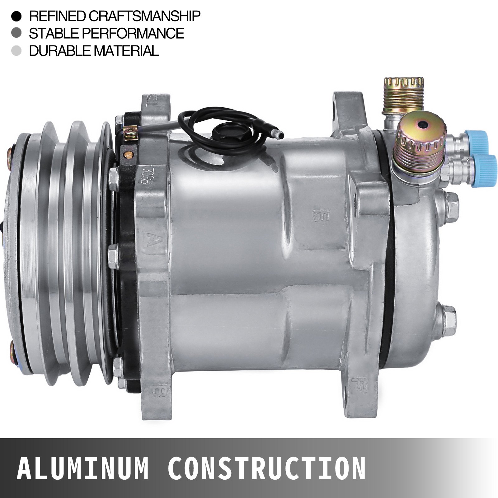 Vevor AIR CONDITION COMPRESSORS SANDEN 508 STYLE NATURAL FINISH V BELT FLARE FITTINGS