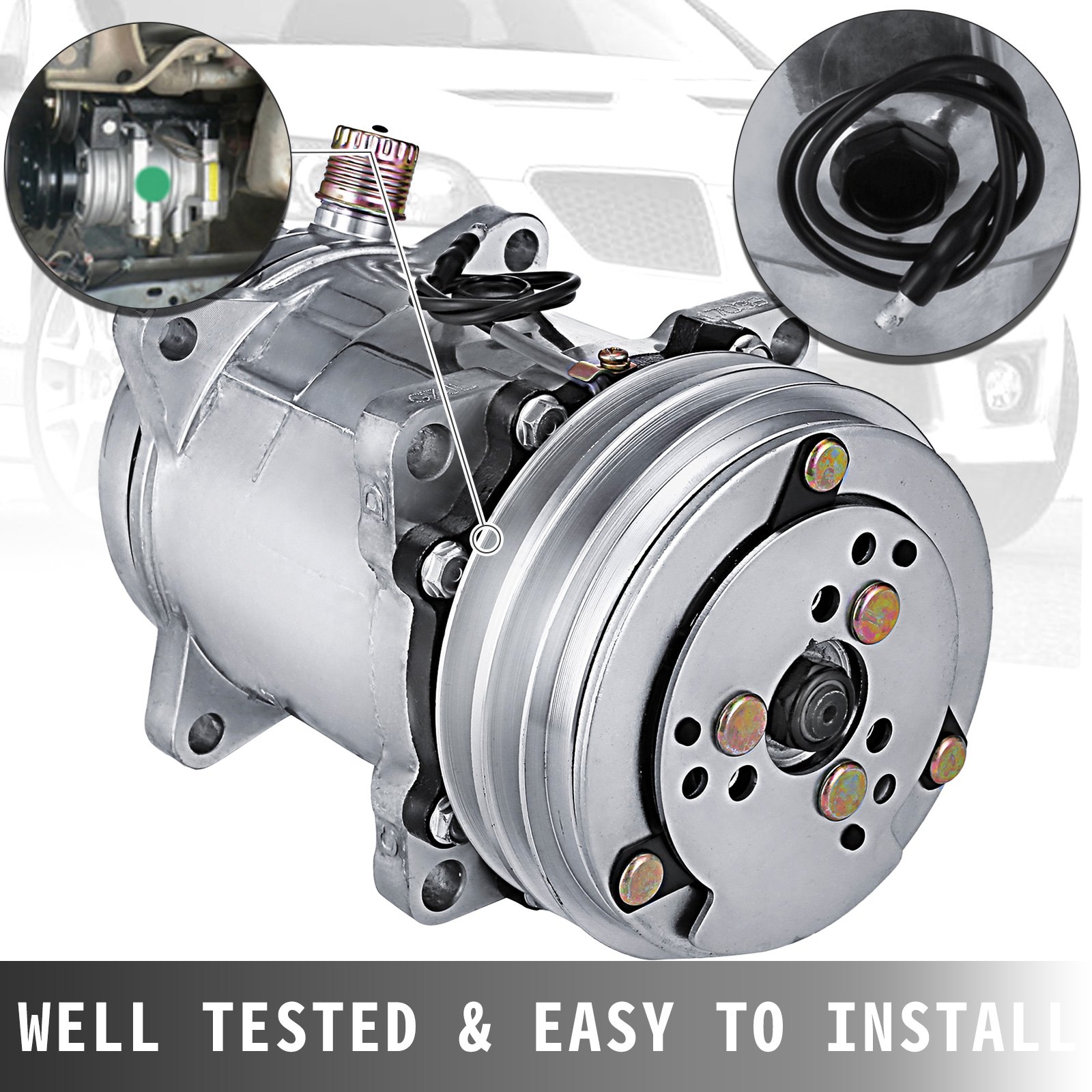 Vevor AIR CONDITION COMPRESSORS SANDEN 508 STYLE NATURAL FINISH V BELT FLARE FITTINGS