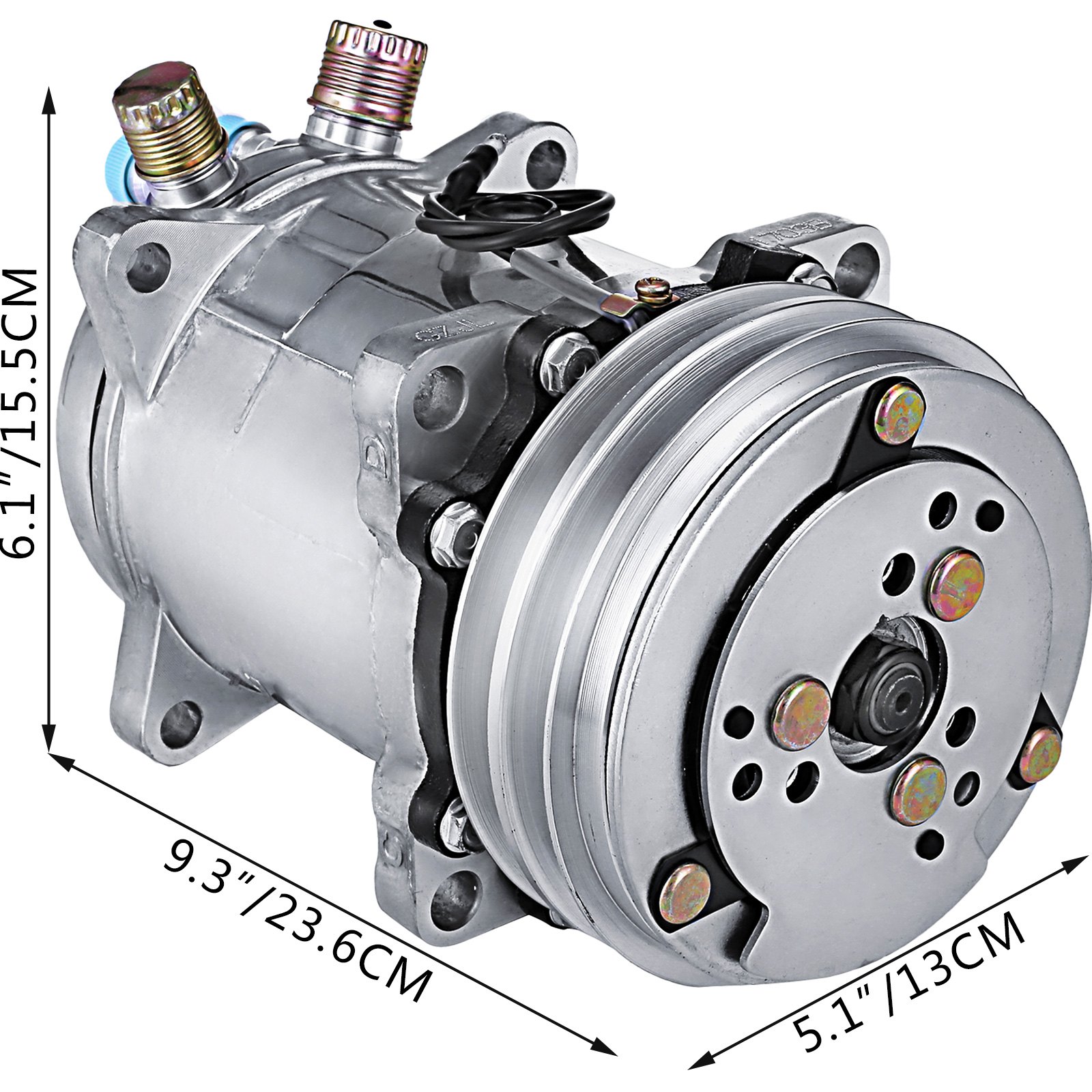Vevor AIR CONDITION COMPRESSORS SANDEN 508 STYLE NATURAL FINISH V BELT FLARE FITTINGS