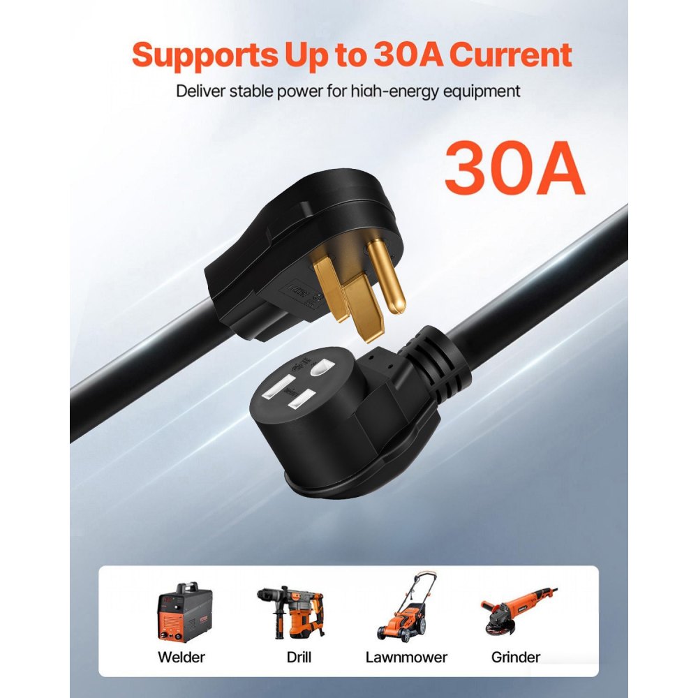 VEVOR Welder Extension Cord, 30 Amp 50 ft, Extension Cord for Portable Welders, NEMA 6-50P, 10/3 AWG, 250V, 7500W Heavy Duty Pure Copper Welder Cable, for Outdoor MIG TIG Plasma, STW Weather-proof