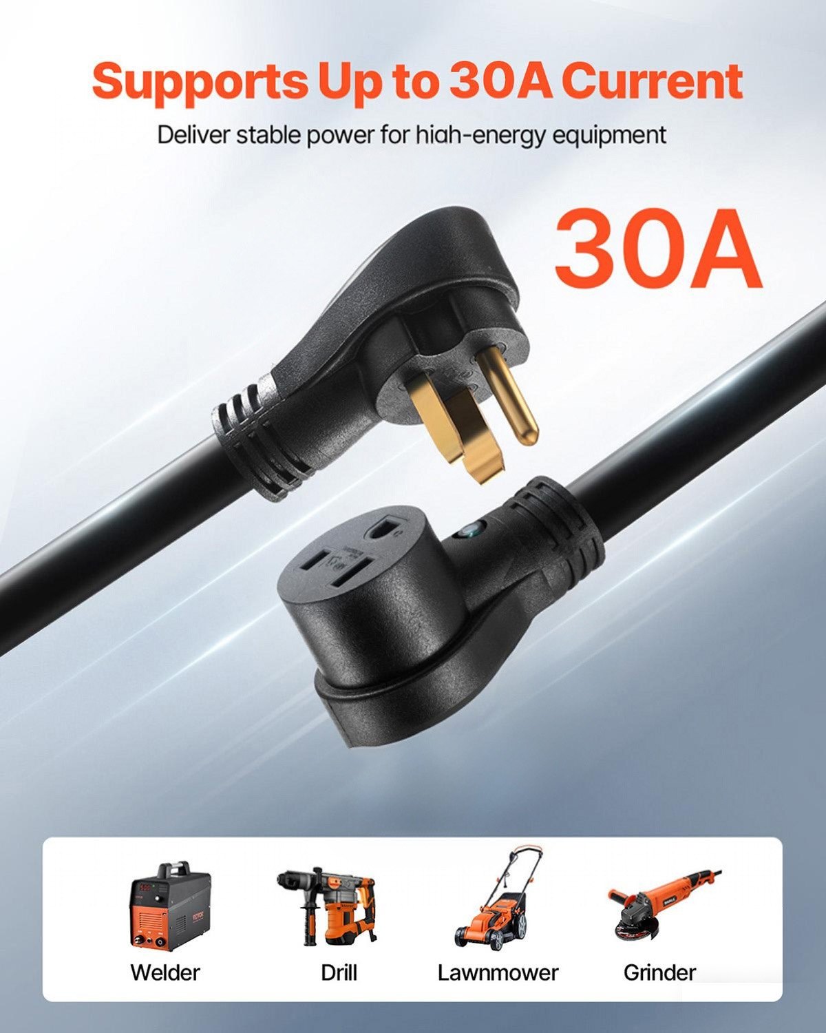 VEVOR Welder Extension Cord, 30 Amp 50 ft, Extension Cord for Portable Welders, NEMA 6-50P, 10/3 AWG, 250V, 7500W Heavy Duty Pure Copper Welder Cable, for Outdoor MIG TIG Plasma, STW Weather-proof