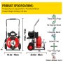 VEVOR 50FT x 1/2 Inch Electric Drain Auger Auto Feed 250W fit 2" to 4" Pipes Portable Sewer Snake Drill, with 2 Sets of Cutters and Foot Switch, Red