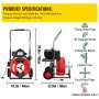 VEVOR 50FT X 1/2 Inch Drain Auger Pipe Cleaner Machine, 250W Electric Drain Auger Pipe Cleaning Machine, Electric Powerful Snake Sewer 230V Snake Sewer Bathn with 3'' Double Cutter