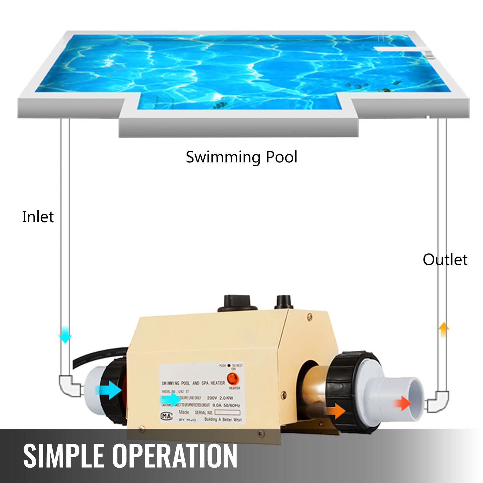 2kw Hot Tub Electric Water Heater Thermostat For Swimming Pool & Bath Spa