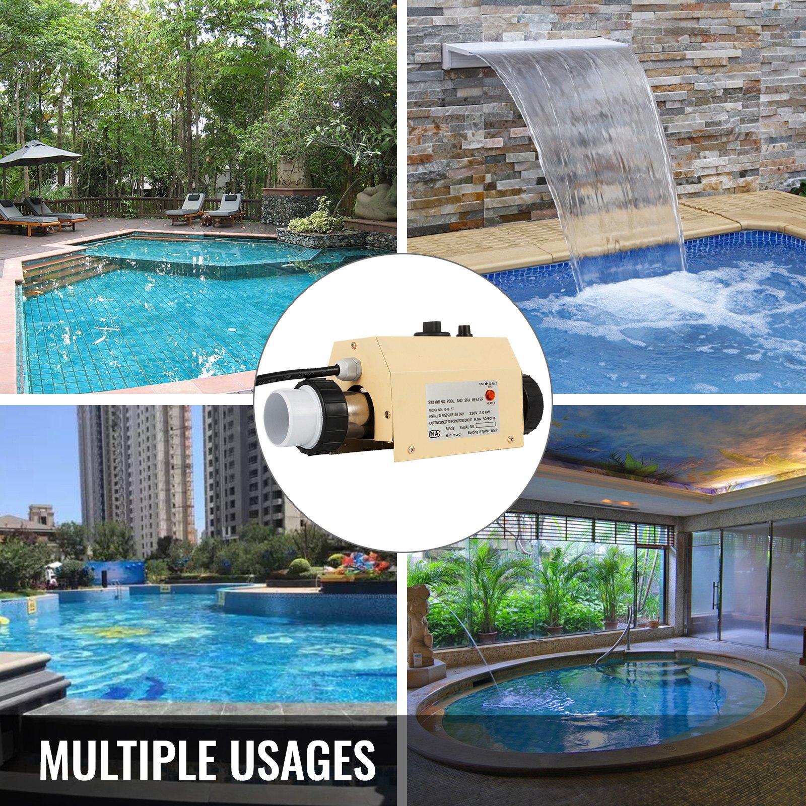 2kw Hot Tub Electric Water Heater Thermostat For Swimming Pool & Bath Spa