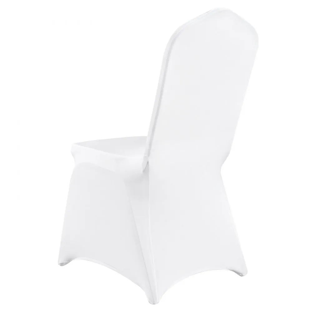 white chair with VEVOR chair covers, displaying a sleek, fitted design.