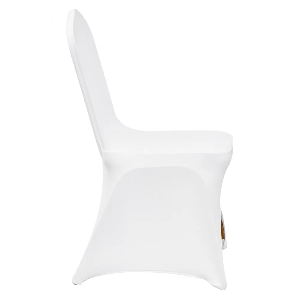 white chair with VEVOR chair covers, fully fitted and wrinkle-free.