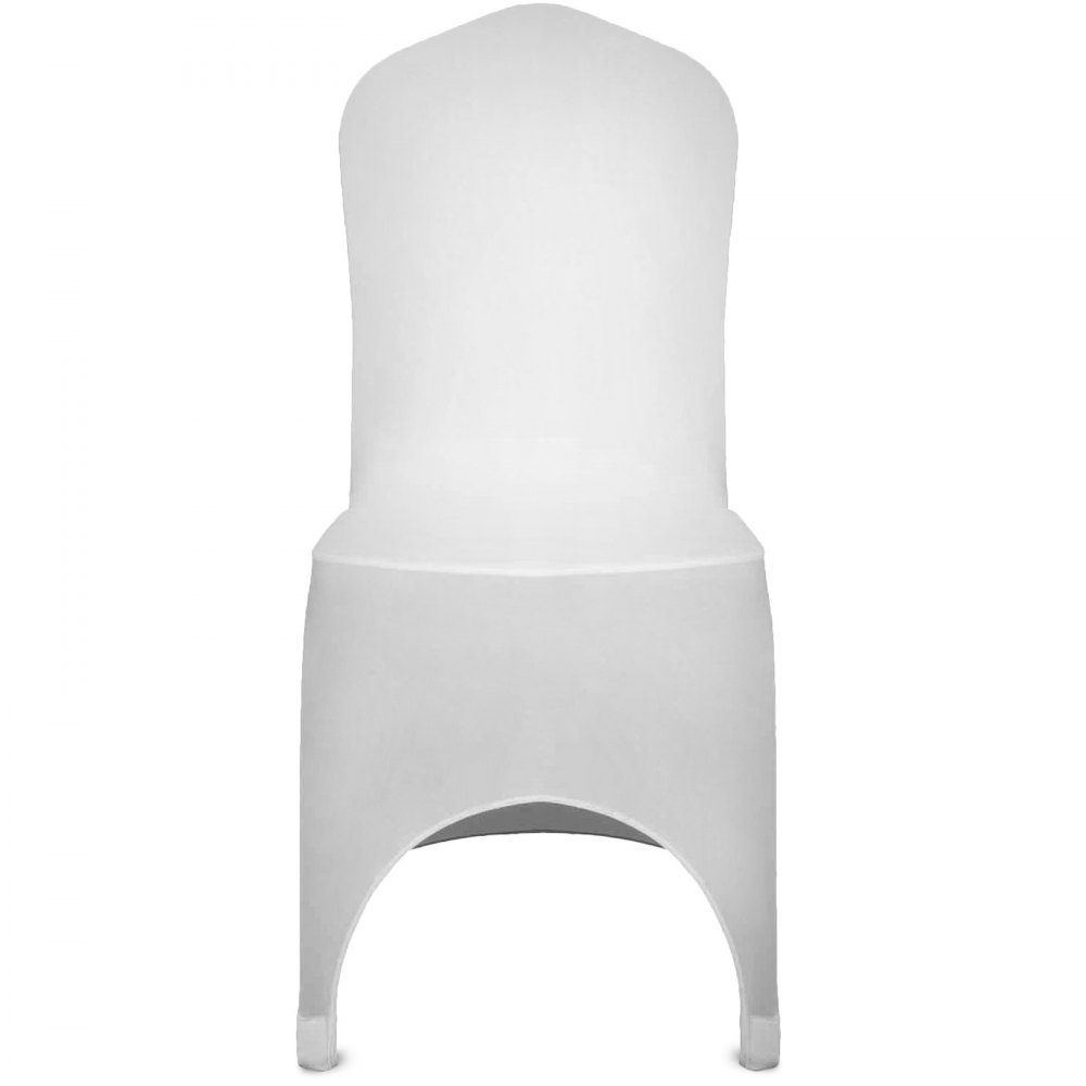 VEVOR Stretch Spandex Folding Chair Covers, Universal Fitted Arched Front Cover, Removable Washable Protective Slipcovers, for Wedding, Holiday, Banquet, Party, Celebration, Dining (50PCS White)