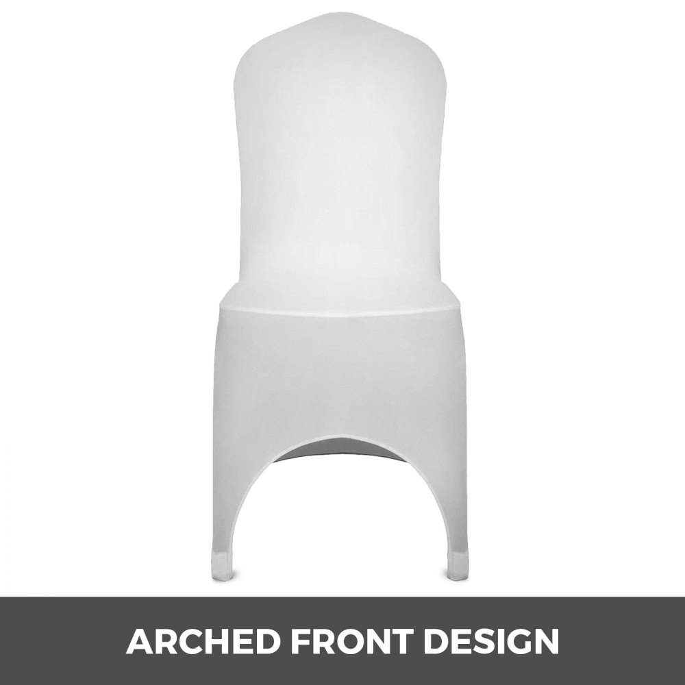 VEVOR Stretch Spandex Folding Chair Covers, Universal Fitted Arched Front Cover, Removable Washable Protective Slipcovers, for Wedding, Holiday, Banquet, Party, Celebration, Dining (50PCS White)
