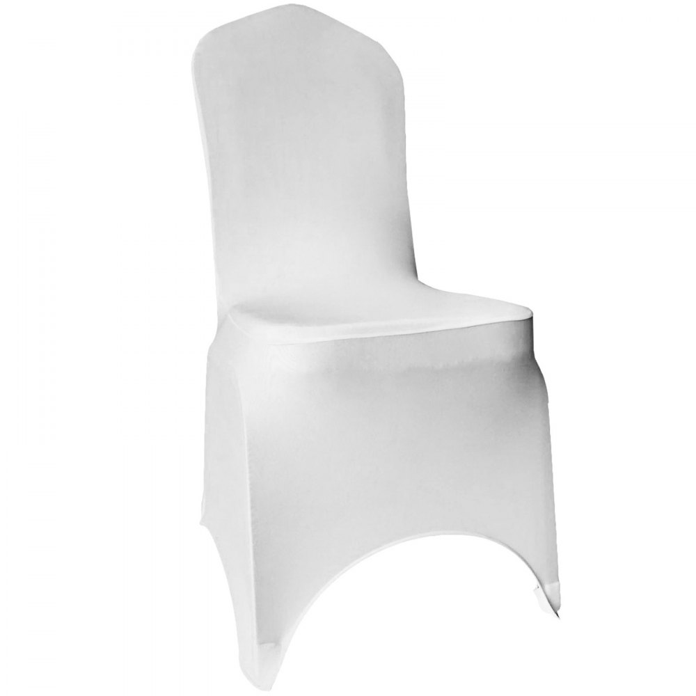 VEVOR Stretch Spandex Folding Chair Covers, Universal Fitted Arched Front Cover, Removable Washable Protective Slipcovers, for Wedding, Holiday, Banquet, Party, Celebration, Dining (50PCS White)