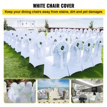 VEVOR 50db Székhuzat esküvői spandex fehér székhuzatok sztreccs szövetből, kivehető mosható védőhuzatok esküvői bankett ceremóniához (íves, 50 DB)