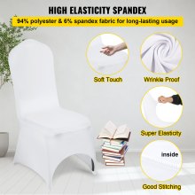 VEVOR 50 Pcs White Chair Covers Polyester Spandex Chair Cover Stretch Slipcovers for Wedding Party Dining Banquet Chair Decoration Covers