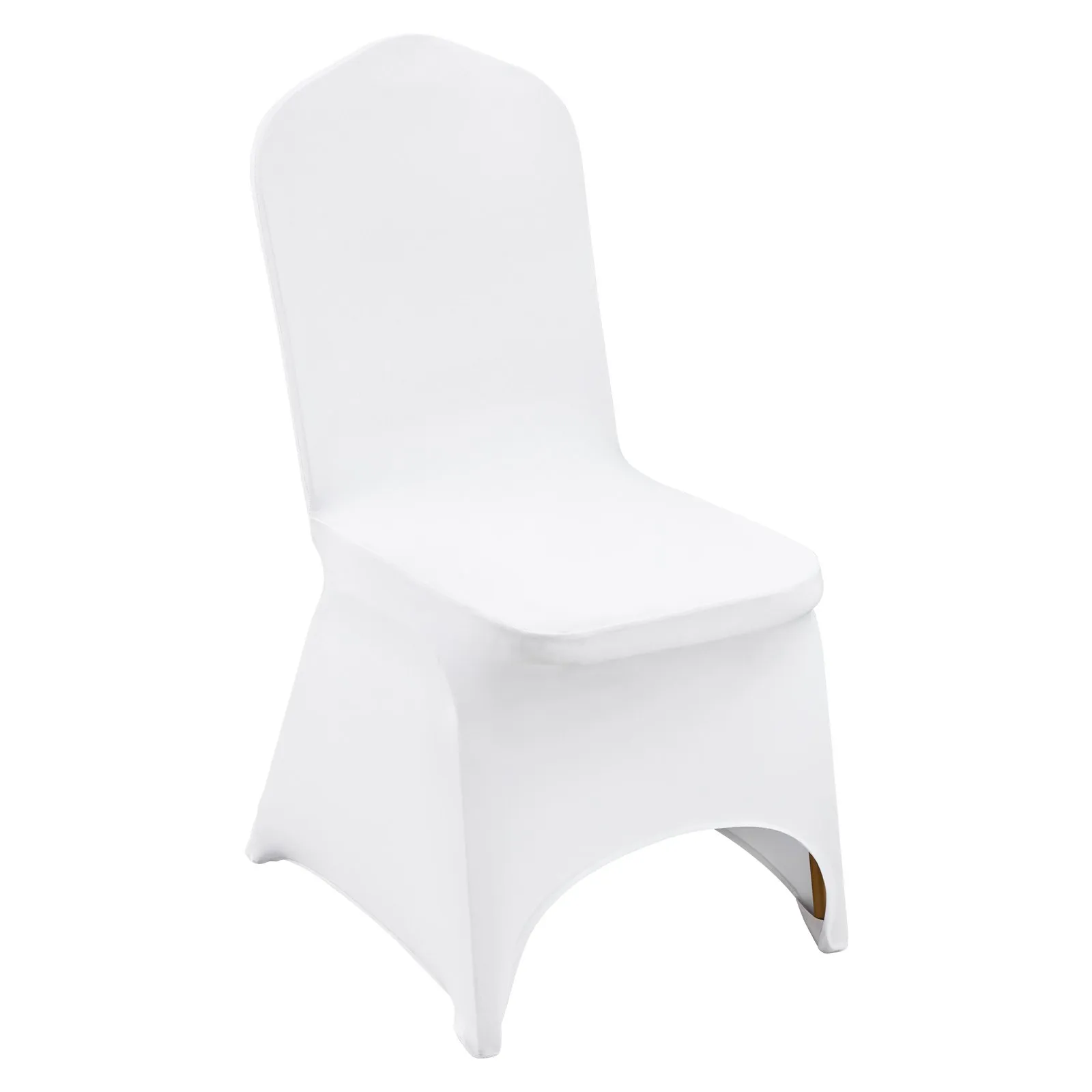 white chair fitted with VEVOR chair covers, displaying a sleek and elegant look.