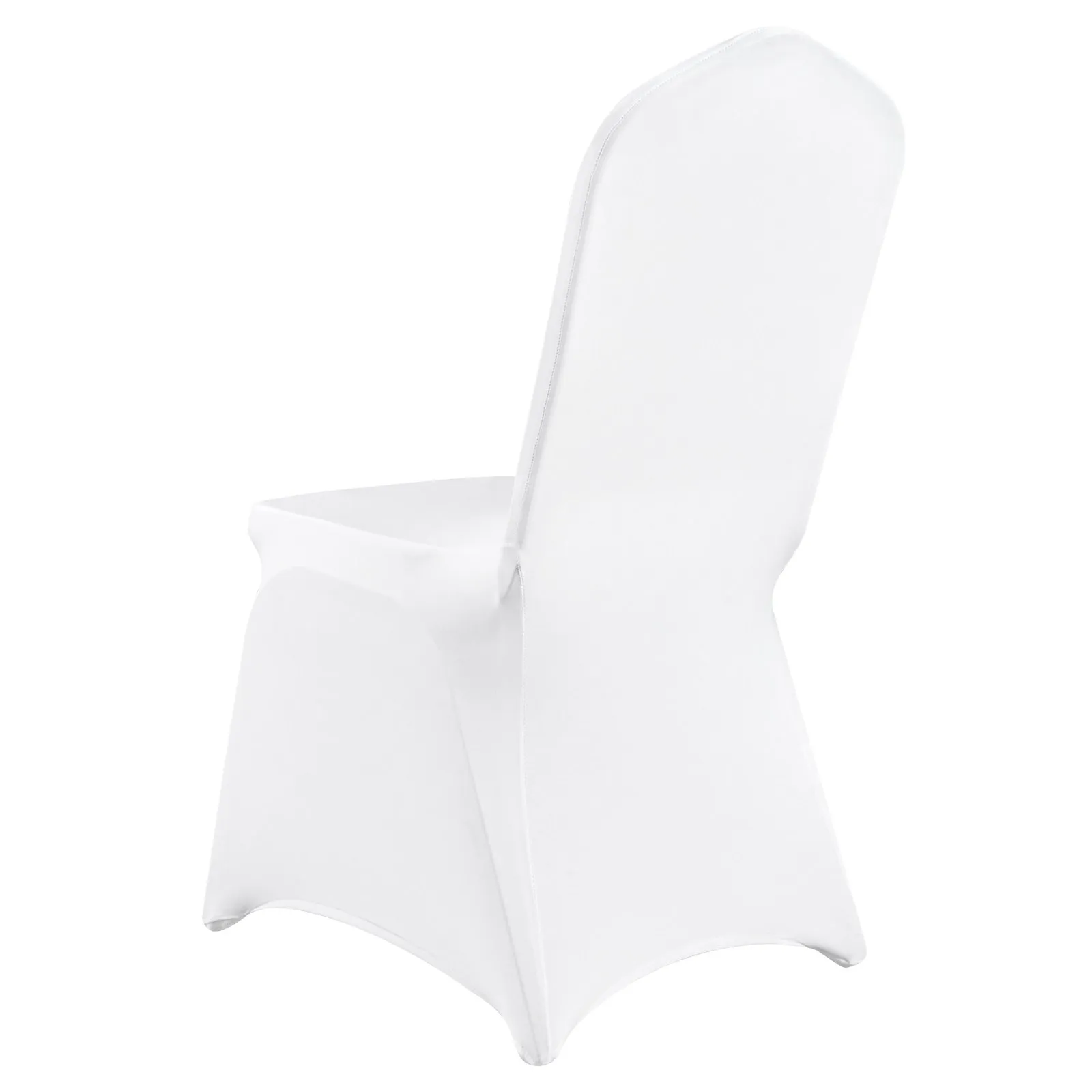 white chair with VEVOR chair covers, displaying a sleek, fitted design.
