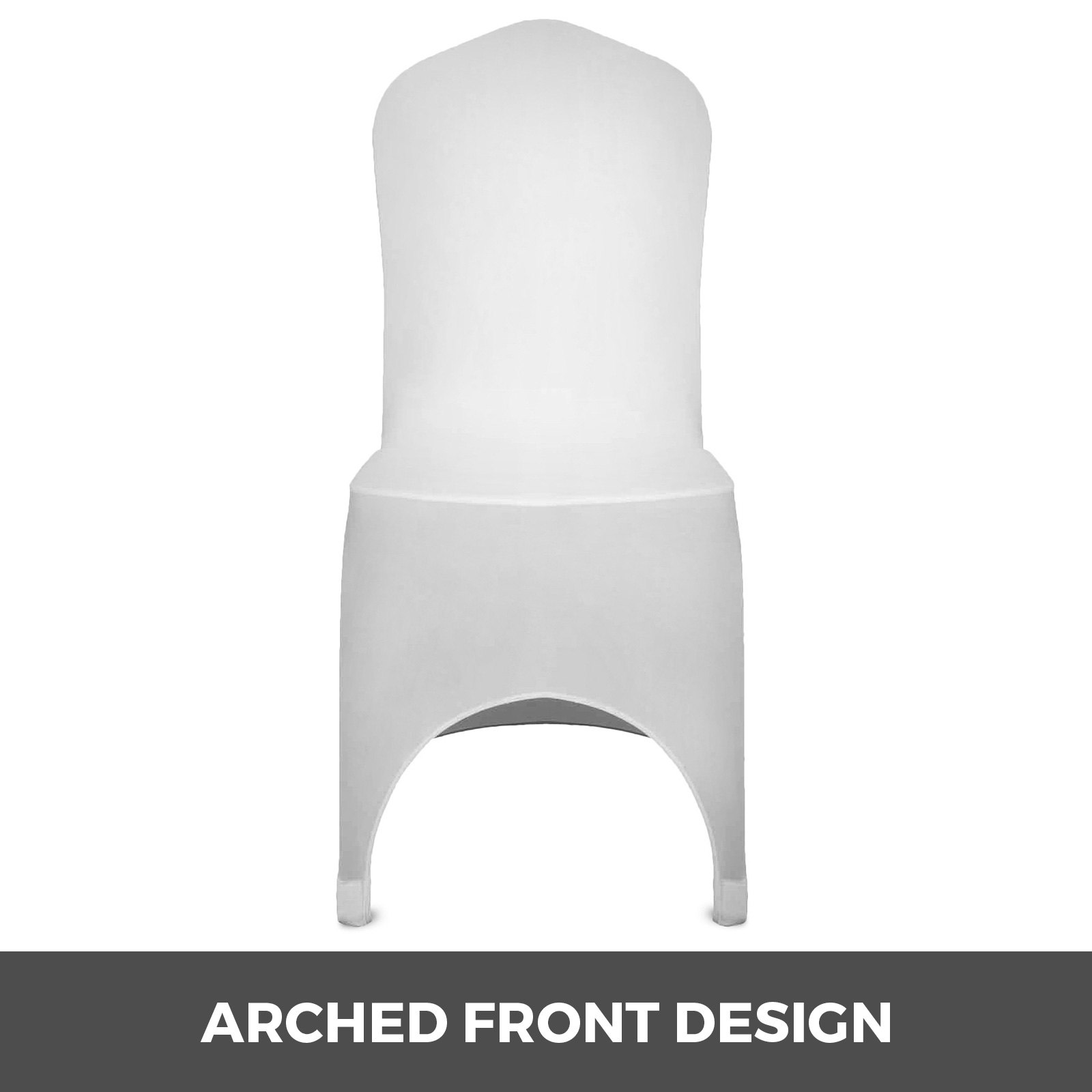 VEVOR Stretch Spandex Folding Chair Covers, Universal Fitted Arched Front Cover, Removable Washable Protective Slipcovers, for Wedding, Holiday, Banquet, Party, Celebration, Dining (50PCS White)