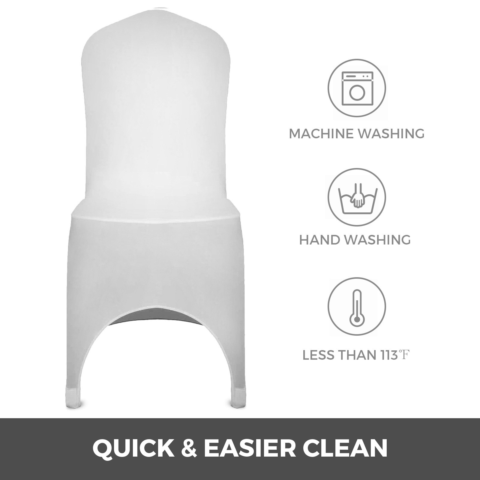 VEVOR Stretch Spandex Folding Chair Covers, Universal Fitted Arched Front Cover, Removable Washable Protective Slipcovers, for Wedding, Holiday, Banquet, Party, Celebration, Dining (50PCS White)