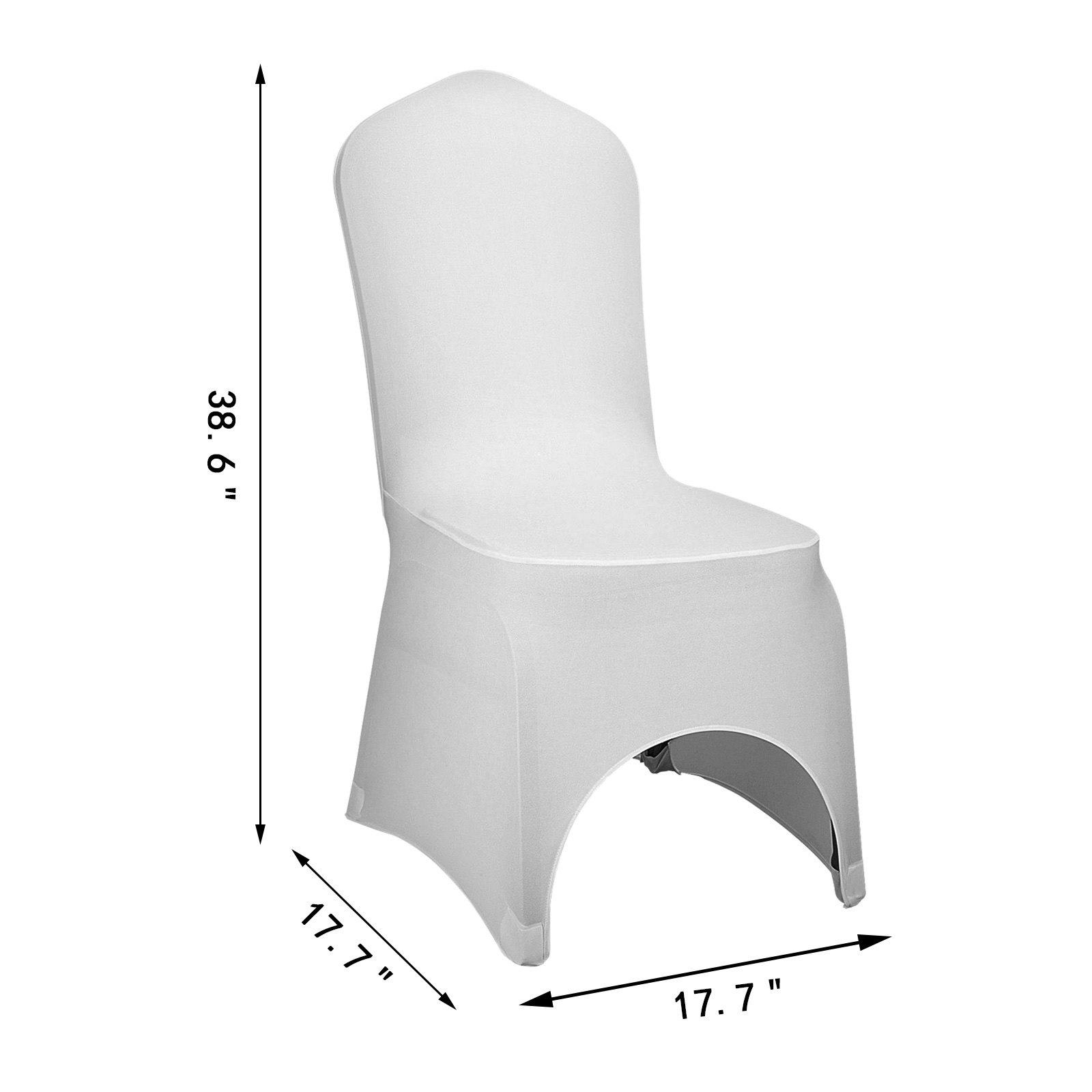 VEVOR Stretch Spandex Folding Chair Covers, Universal Fitted Arched Front Cover, Removable Washable Protective Slipcovers, for Wedding, Holiday, Banquet, Party, Celebration, Dining (50PCS White)