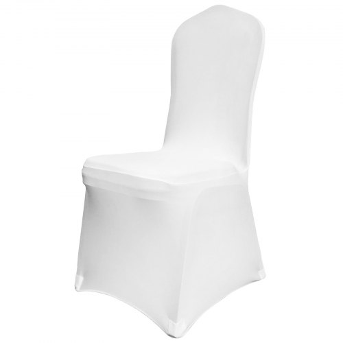 VEVOR 50 Pcs White Chair Covers Polyester Spandex Chair Cover Stretch Slipcovers for Wedding Party Dining Banquet Flat-Front Chair Covers