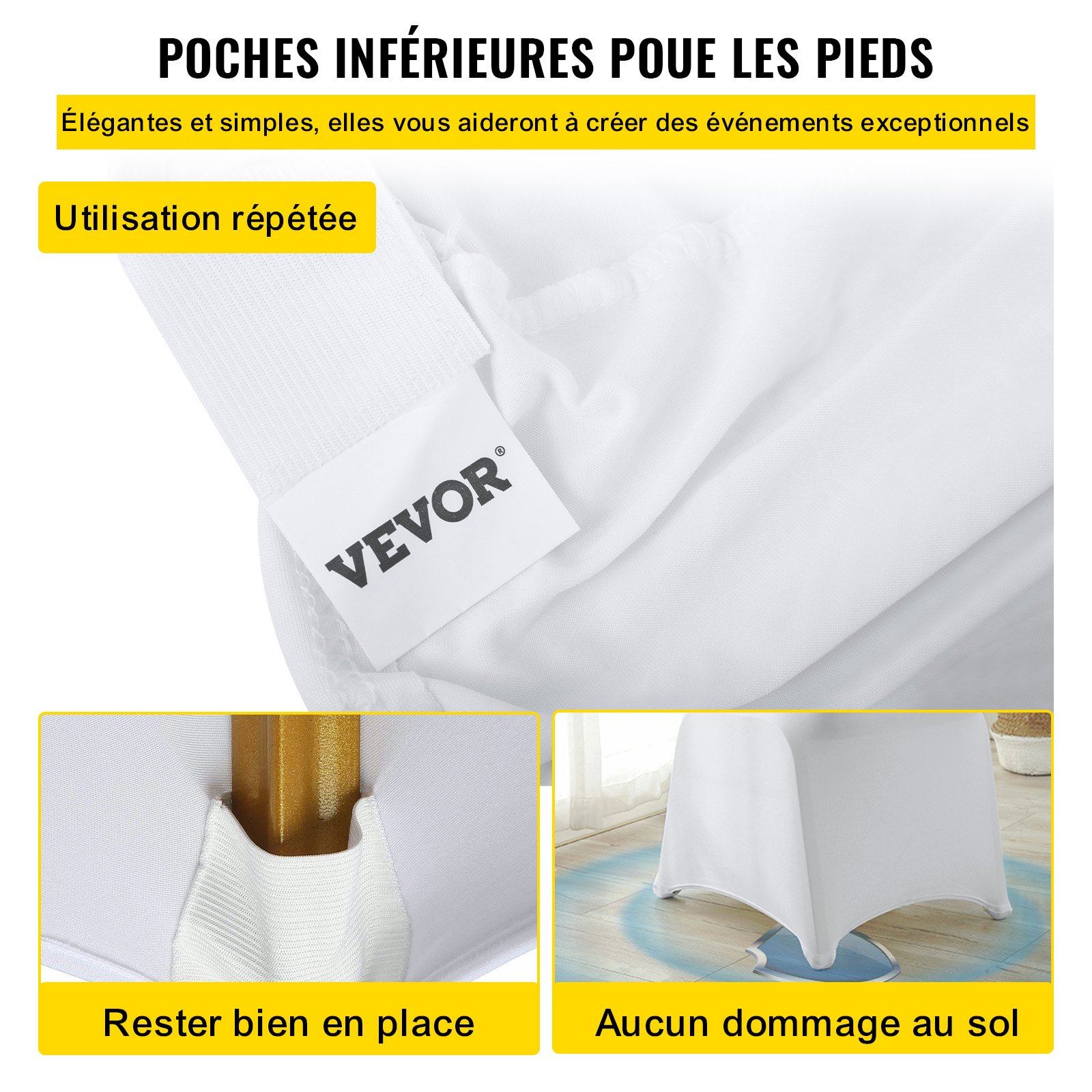 VEVOR Stretch Spandex Folding Chair Covers, Universal Fitted Chair Cover, Removable Washable Protective Slipcovers, for Wedding, Holiday, Banquet, Party, Celebration, Dining (50PCS White)
