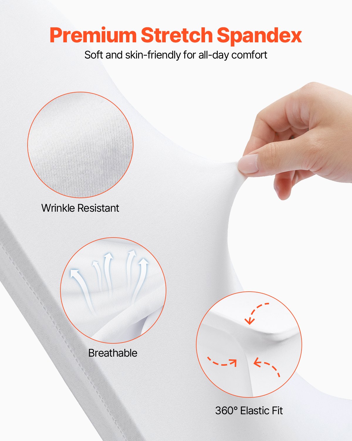 VEVOR Stretch Spandex Folding Chair Covers, Universal Fitted Chair Cover, Removable Washable Protective Slipcovers, for Wedding, Holiday, Banquet, Party, Celebration, Dining (50PCS White)