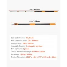 Telescopic Extension Pole 3.8-12 FT Multi-Purpose for Painting Cleaning