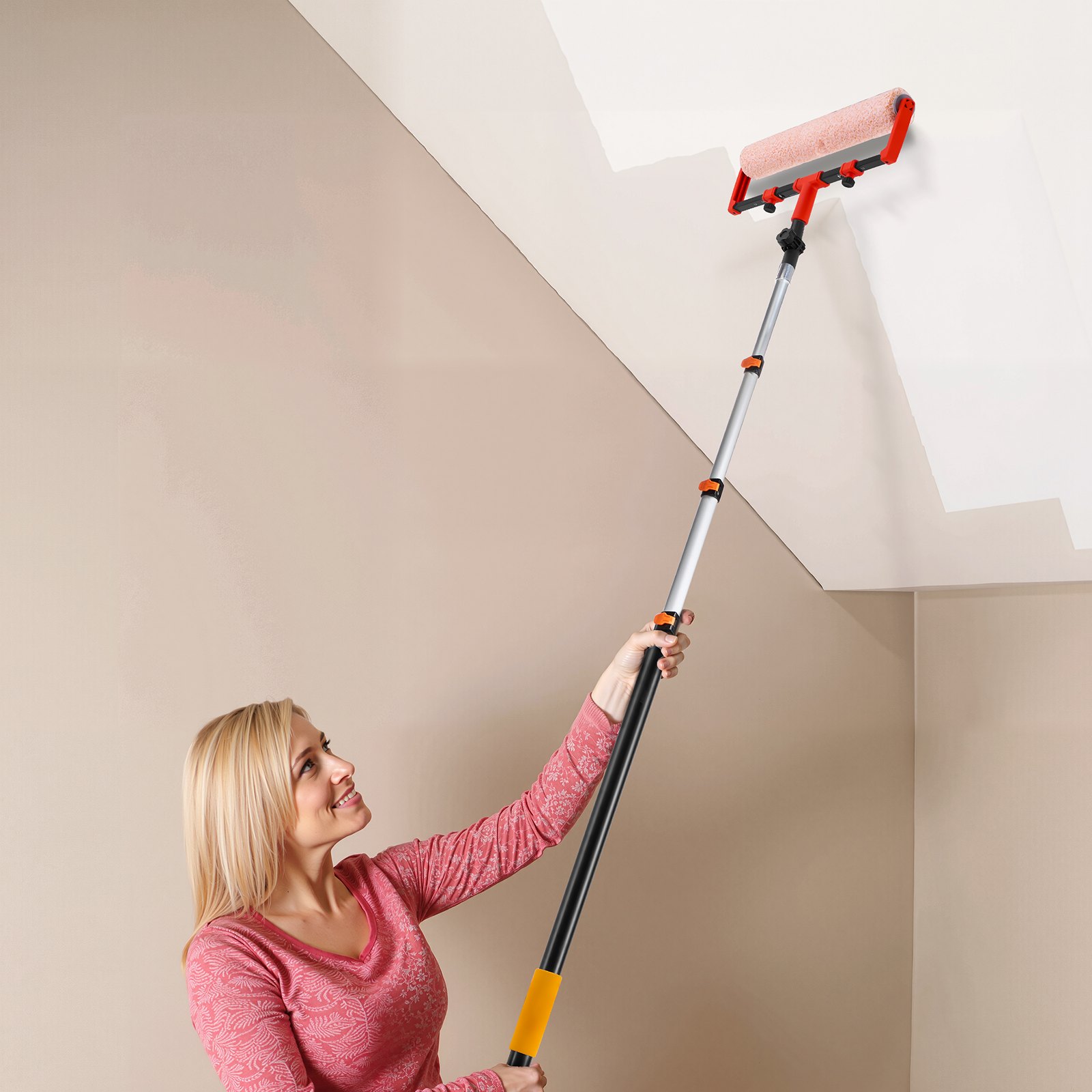 VEVOR Telescopic Extension Pole, 3.8-12 FT Multi-Purpose Extendable Pole, Sturdy Aluminum Alloy Paint Pole Extension with Flip-Lock Design, High Reach Roller Stick for Painting, Dusting and Cleaning