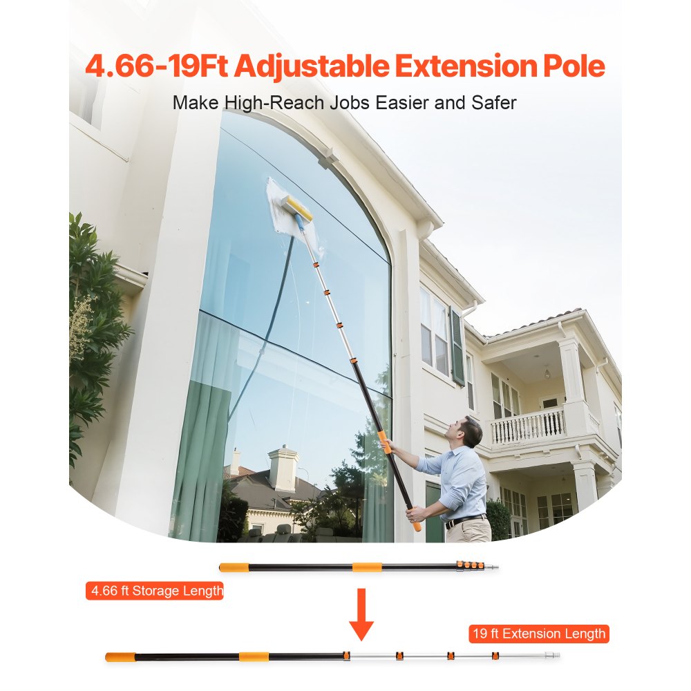 VEVOR Telescopic Extension Pole, 4.66-19 FT Multi-Purpose Extendable Pole, Sturdy Aluminum Alloy Paint Pole Extension with Flip-Lock Design, High Reach Roller Stick for Painting, Dusting and Cleaning