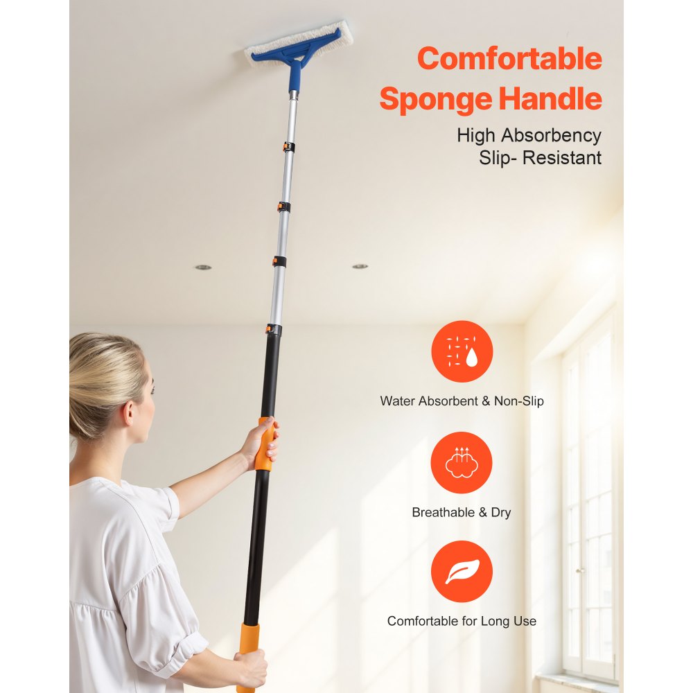 VEVOR Telescopic Extension Pole, 4.66-19 FT Multi-Purpose Extendable Pole, Sturdy Aluminum Alloy Paint Pole Extension with Flip-Lock Design, High Reach Roller Stick for Painting, Dusting and Cleaning