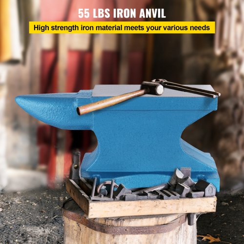 VEVOR Single Horn Anvil 55Lbs, Cast Iron Anvil Blacksmith Withstands Heavy Blows,Anvil Rugged Round Horn Anvil Blacksmith Jewelers Metalsmith Tool, for Sale Forge Tools and Equipment