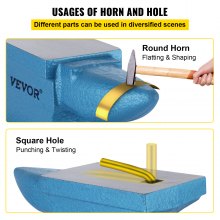 VEVOR Single Horn Anvil 55 Lbs / 25.4 Kg Cast Iron Anvil Blacksmith for Sale Forge Tools and Equipment Anvil Rugged Round Horn Anvil Blacksmith Jewelers Metalsmith Blacksmith Tool