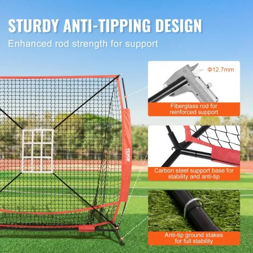 6'×6' Baseball Softball Practice Net,Baseball Backstop,with Batting Tee - View #8