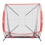 Rede de treino de beisebol e softbol VEVOR de 5x5 pés, rede portátil de treinamento de beisebol para rebatidas, rebatidas, capturas e arremessos, equipamento de beisebol com proteção traseira e estrutura de arco, bolsa de transporte, zona de strike, bola, tee de rebatidas