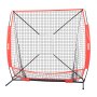Rede de treino de beisebol e softbol VEVOR de 5x5 pés, rede portátil de treinamento de beisebol para rebatidas, rebatidas, capturas e arremessos, equipamento de beisebol com proteção traseira e estrutura de arco, bolsa de transporte, zona de strike, bola, tee de rebatidas