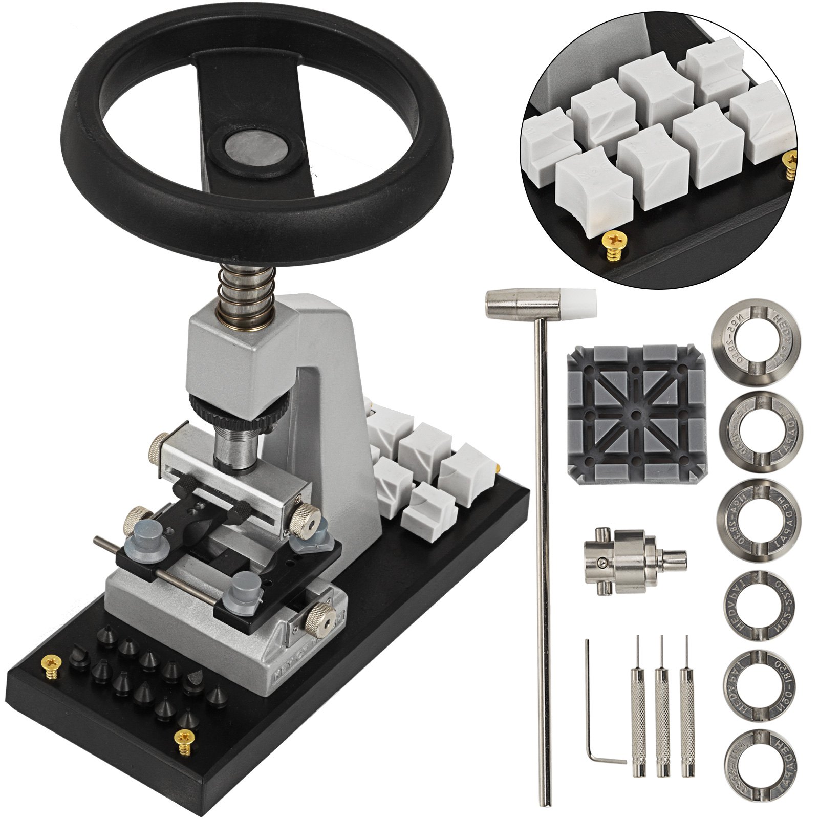VEVOR watch opener with various tools and adjustable components.